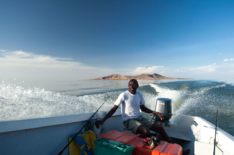 Boat on lake Turkana