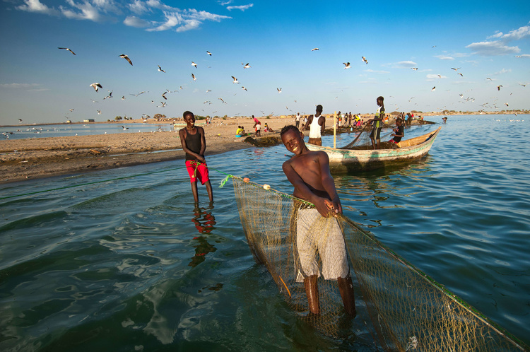 Fishermen on the banks of Lake Turkana